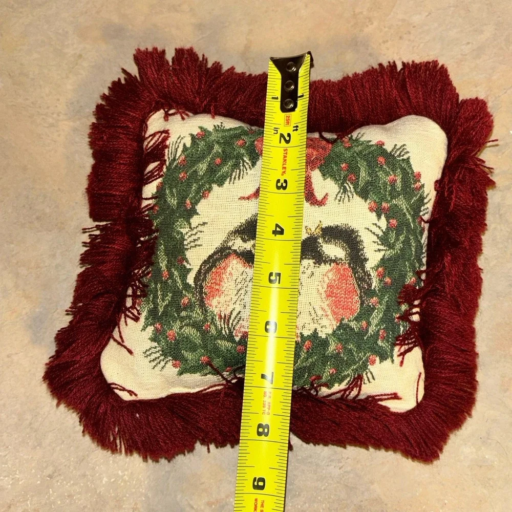 Riverdale Tapestry Throw Pillow Love Birds Fringe Christmas Vintage Lot Of 2